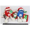 Image 1 : 2 VINTAGE 2001 M&M' CHRISTMAS PLUSH ORNAMENT HAS