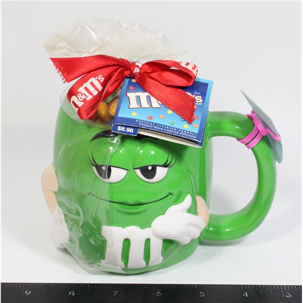 VINTAGE M&M CERAMIC MS. GREEN M&M CHARACTER MUG.