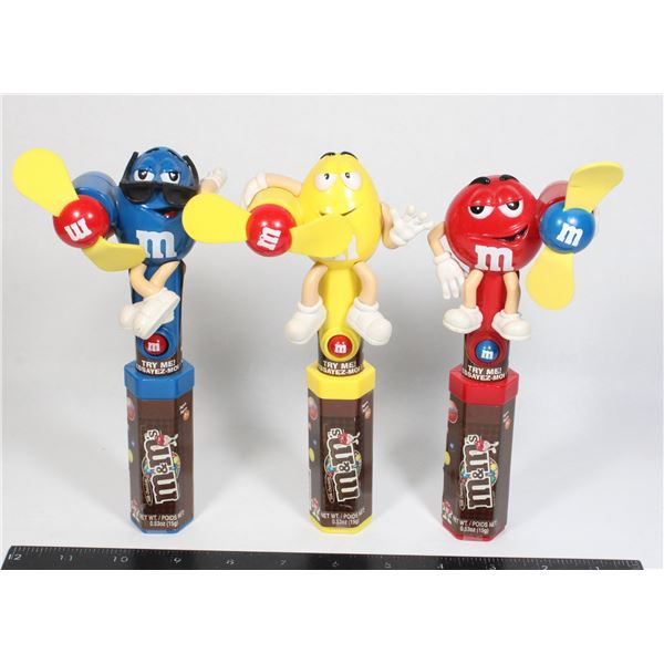 LOT OF 3 VINTAGE M&M'S HANDHELD CANDY FANS