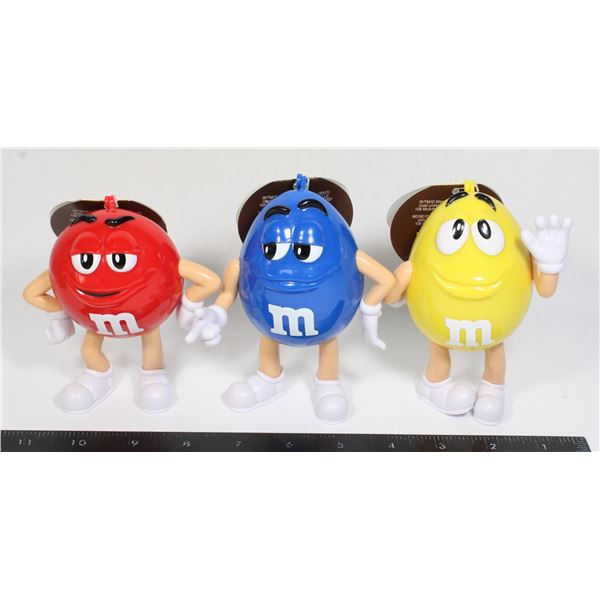 VINTAGE LOT OF 3 M&M CANDY CHARACTER CONTAINERS