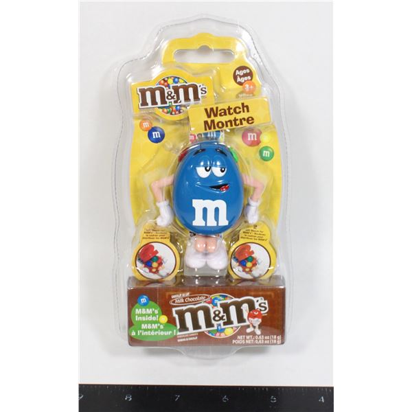 M&M WATCH WITH CANDY FEATURING BLUE STILL IN PACKAGING