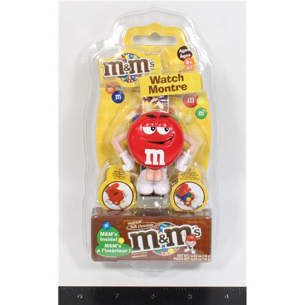 M&M WATCH WITH CANDY FEATURING RED STILL IN PACKAGE