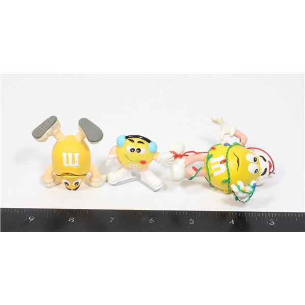 LOT OF 3 VINTAGE M&M YELLOW CHARACTER FIGURES
