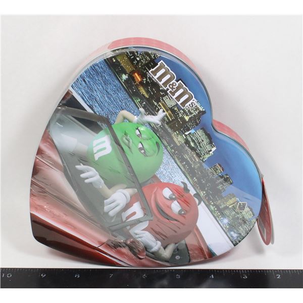 M&MS VALENTINES HEART TIN FEATURING RED AND GREEN