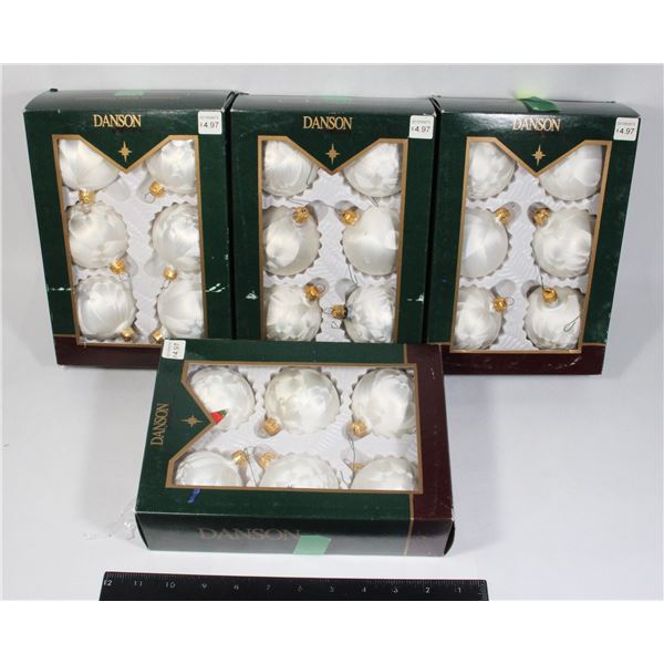 LOT OF 4 DANSON DECOR GLASS CHRISTMAS BALLS