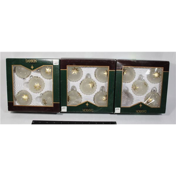 LOT OF 3 DANSON DECOR HAND DECORATED CHRISTMAS GLA