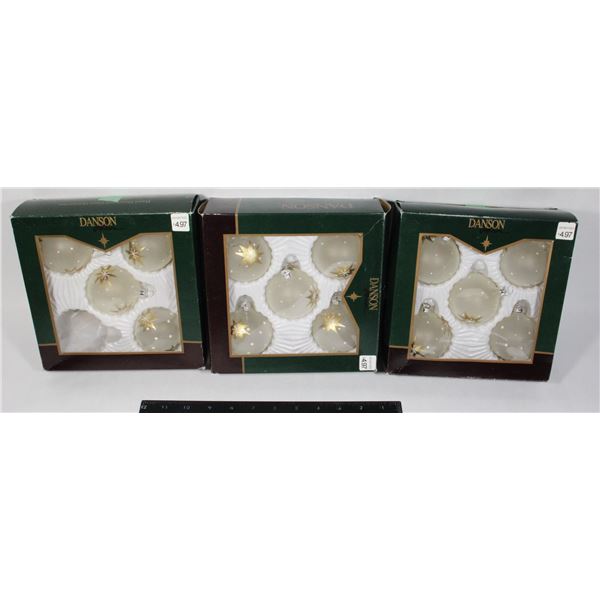 LOT OF 3 DANSON DECOR HAND DECORATED CHRISTMAS GLA