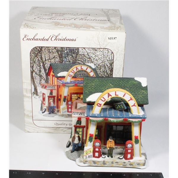 VINTAGE ENCHANTED CHRISTMAS QUALITY GAS STATION