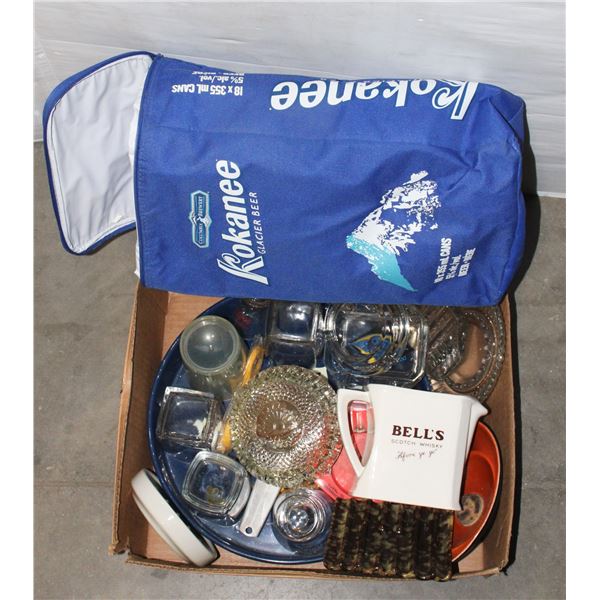 LOT OF MIXED COLLECTIBLES INCLUDING ASH TRAYS,