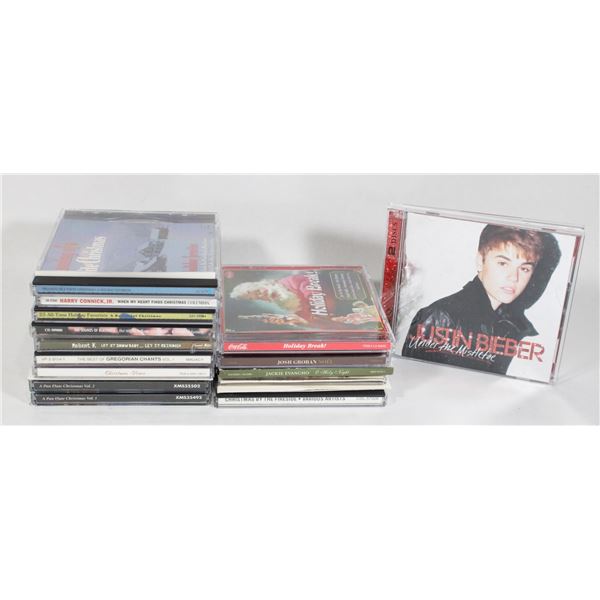 LOT OF CHRISTMAS CD'S INCLUDING JUSTIN BIEBER