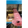 Image 1 : LARGE ROLL OF PINK ANTI-STATIC POLY TUBING, BOX OF WIRE BRUSH DRILL ATTACHMENTS & BOX OF DRILLED