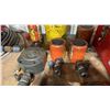 Image 4 : RED METAL TOOL BOX & ASSORTED HYDRAULIC RAMS