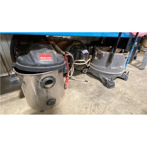 GROUP OF ASSORTED SHOP VACS, PARTS & ATTACHMENTS