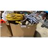 Image 1 : BOX OF ASSORTED HAND TOOLS, CLAMPS, EXTENSION CORDS, LEVELS & MORE
