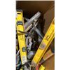 Image 6 : BOX OF ASSORTED HAND TOOLS, CLAMPS, EXTENSION CORDS, LEVELS & MORE