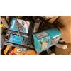 Image 3 : BOX OF ASSORTED POWER TOOLS, CHARGERS, LEVELS, HAND TOOLS & MORE