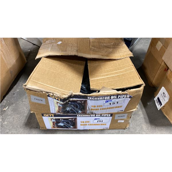 2 CASES OF GIYI INDUSTRIAL MINI EXCAVATOR ASSORTED REPLACEMENT HYDRAULIC LINES / CAPS