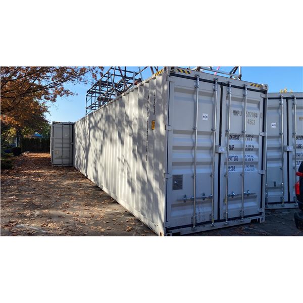 GREY 40' 52,910 LB MAX CAPACITY INDUSTRIAL TRANSPORT CONTAINER WITH 4 DUAL SWING SIDE DOORS DUAL