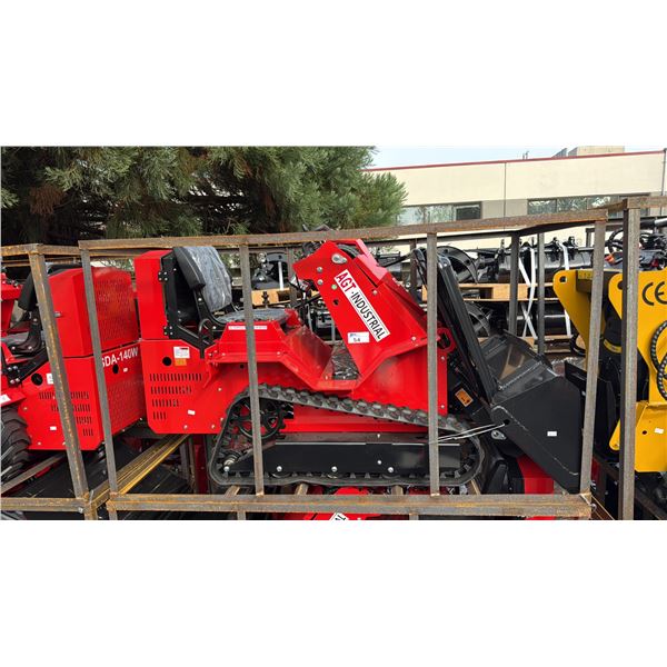 AGT INDUSTRIAL SDA-140T RED GAS POWERED RUBBER TRACK RIDE ON MINI SKID STEER WITH ATTACHED 44 W