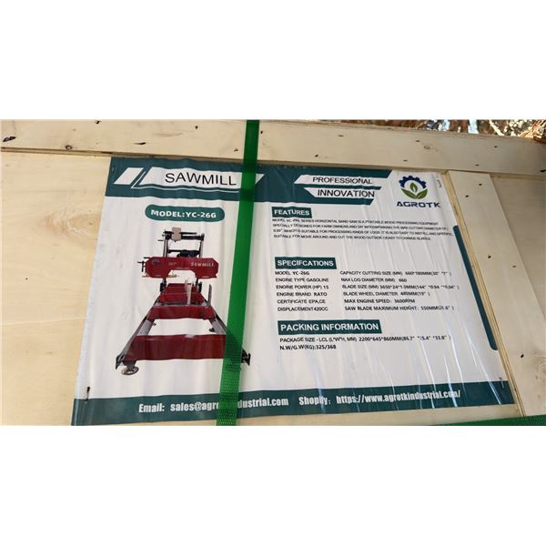 AGROTK YC-26G PORTABLE GAS POWERED HORIZONTAL INDUSTRIAL BANDSAW SAWMILL WITH 15HP ENGINE *IN CRATE*