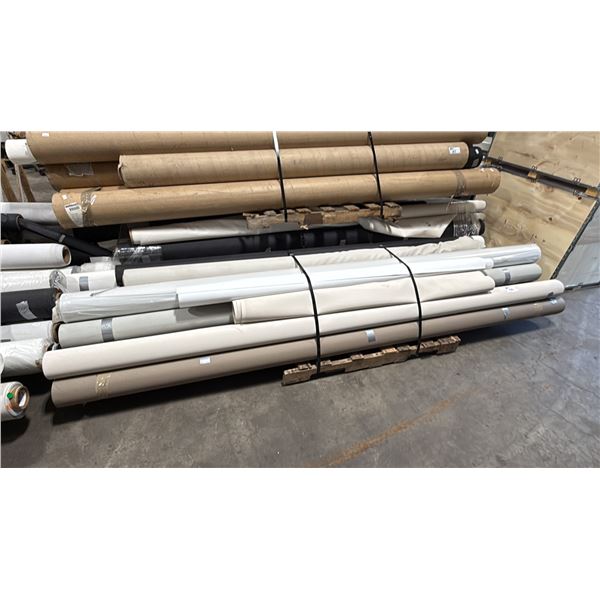 PALLET OF ASSORTED ROLLS OF COMMERCIAL WINDOW SHADE FABRIC / MATERIAL *MUST TAKE ALL ON PALLET*