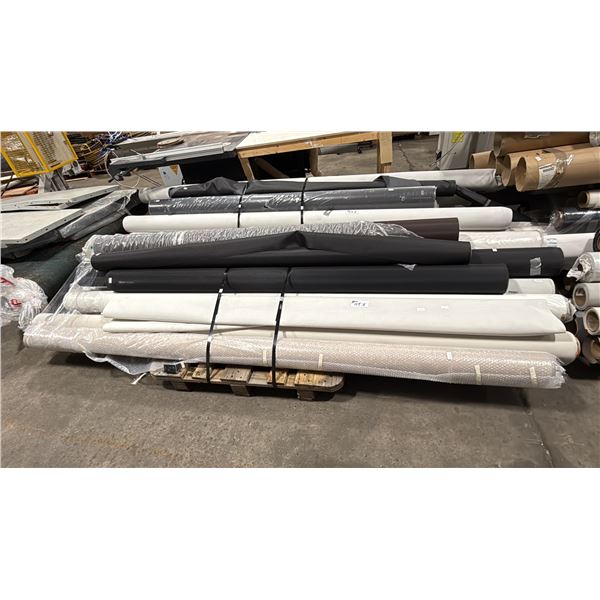 PALLET OF ASSORTED ROLLS OF COMMERCIAL WINDOW SHADE FABRIC / MATERIAL *MUST TAKE ALL ON PALLET*