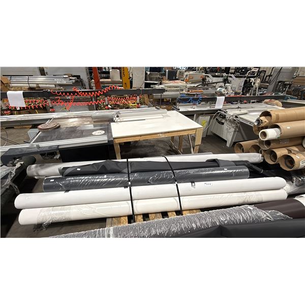 PALLET OF ASSORTED ROLLS OF COMMERCIAL WINDOW SHADE FABRIC / MATERIAL *MUST TAKE ALL ON PALLET*