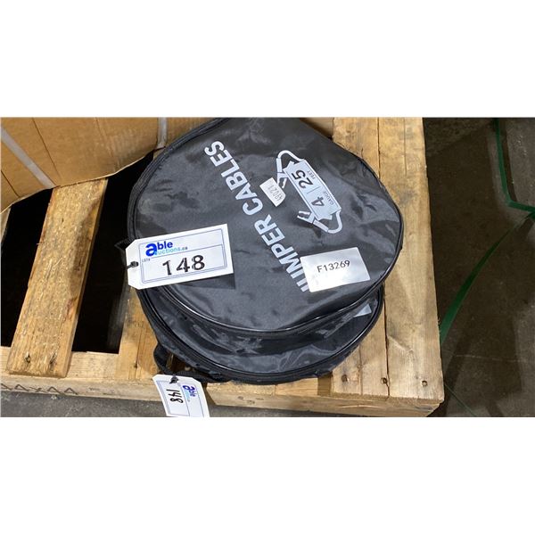 2 PAIRS OF 4 GAUGE 25  LIGHT DUTY JUMPER CABLES IN SOFT TRANSPORT BAGS