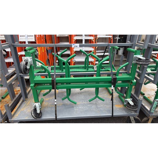 GREY METAL MOBILE STACK RACK OF 2 GREENLEE 668 CONDUIT AND PIPE RACKS