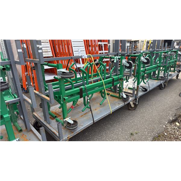 GREY METAL MOBILE STACK RACK OF 2 GREENLEE 668 CONDUIT AND PIPE RACKS