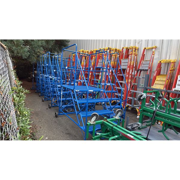CANWAY 4SH-RWP HEAVY DUTY BLUE 4 STEP MOBILE WAREHOUSE STAIRS WITH 36  X 36  PLATFORM