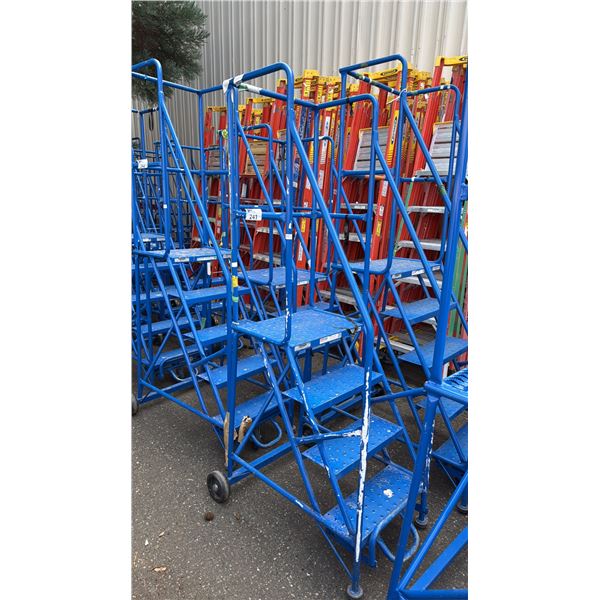 CANWAY 4H-20 HEAVY DUTY BLUE 4 STEP NARROW MOBILE WAREHOUSE STAIRS WITH 20  X 15  PLATFORM