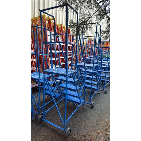 CANWAY 5H-20 HEAVY DUTY BLUE 5 STEP NARROW MOBILE WAREHOUSE STAIRS WITH 20  X 15  PLATFORM