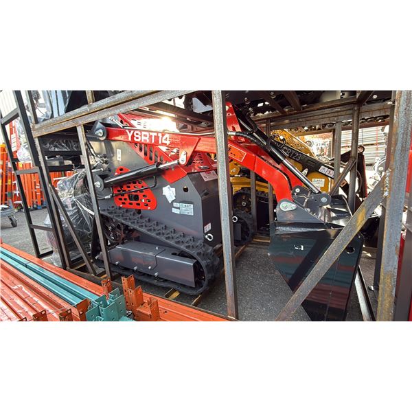AGT INDUSTRIAL YSRT14 RED GAS POWERED RUBBER TRACK RIDE ON HYDRAULIC MINI SKID STEER/LOADER WITH