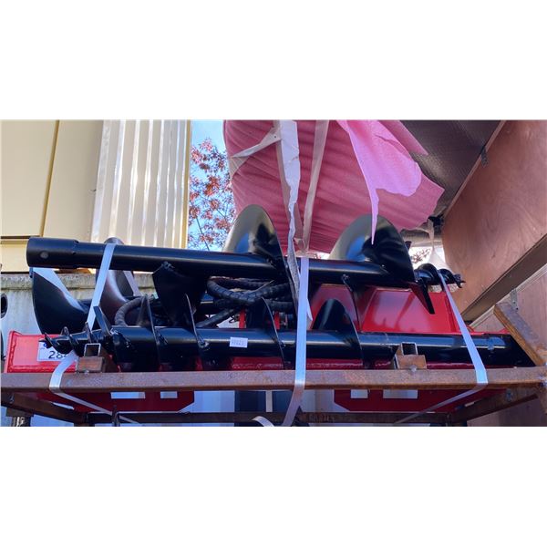 GIYI RED SKID STEER HYDRAULIC AUGER ATTACHMENT SET WITH 3 RODS