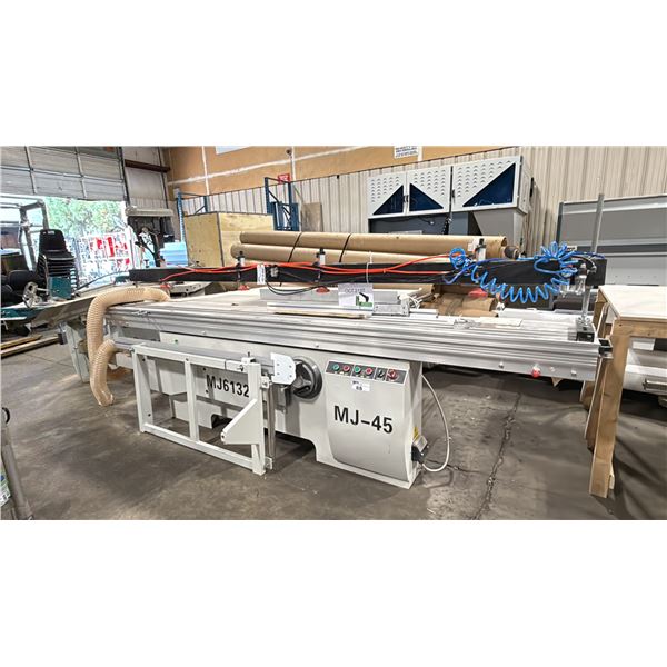 MJ6123/MJ-45 INDUSTRIAL GRADE SLIDING TABLE PANEL SAW WITH CUSTOM BUILT WOOD TABLE EXTENSION