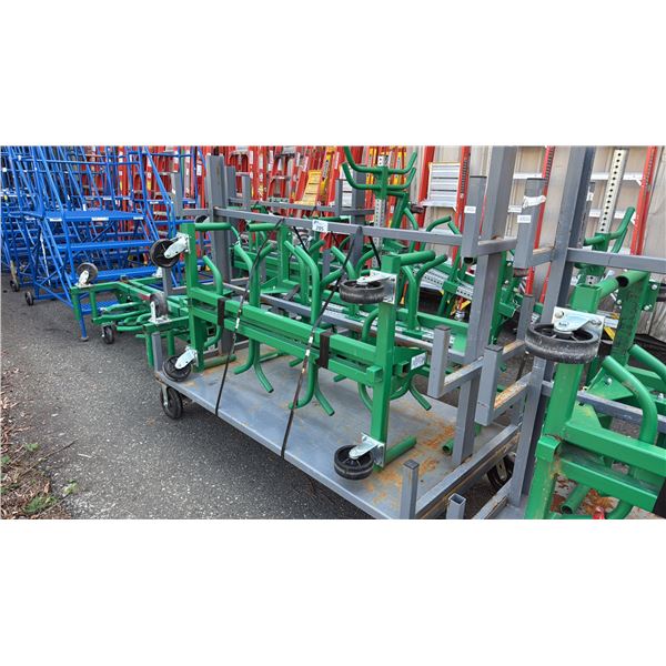 GREY METAL MOBILE STACK RACK OF 2 GREENLEE 668 CONDUIT AND PIPE RACKS