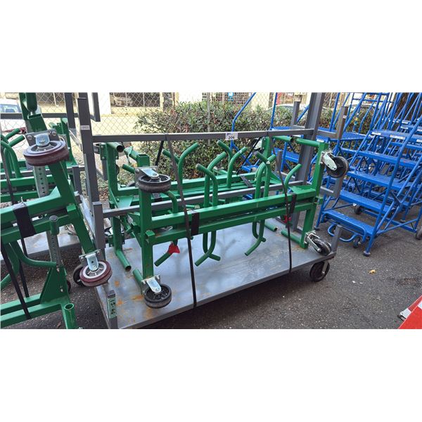 GREY METAL MOBILE STACK RACK OF 2 GREENLEE 668 CONDUIT AND PIPE RACKS