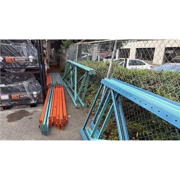 5 BAYS OF BLUE 12' INDUSTRIAL PALLET RACKING WITH 6 PCS OF 12'X42  UPRIGHTS, 10PCS OF 9' BLUE