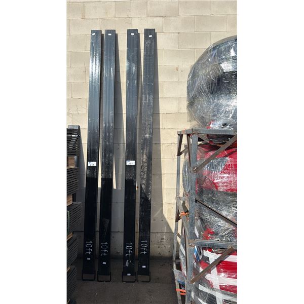 PAIR OF BLACK 10FT FORKLIFT FORK EXTENSIONS