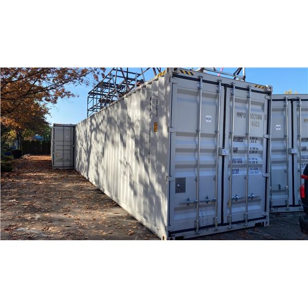 GREY 40' 52,910 LB MAX CAPACITY INDUSTRIAL TRANSPORT CONTAINER WITH 4 DUAL SWING SIDE DOORS DUAL
