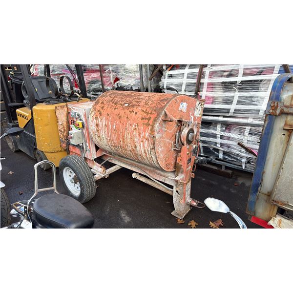 CROWN 12S ORANGE SN# 3A9S17M13B1168013 SINGLE AXLE ELECTRIC INDUSTRIAL PNEUMATIC TIRE CEMENT MIXER