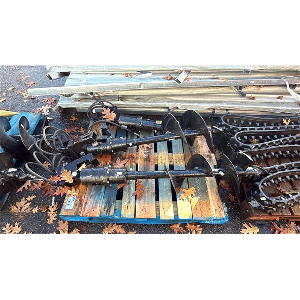 PALLET OF 3 HYDRAULIC MINI SKID STEER DRILL ATTACHMENTS