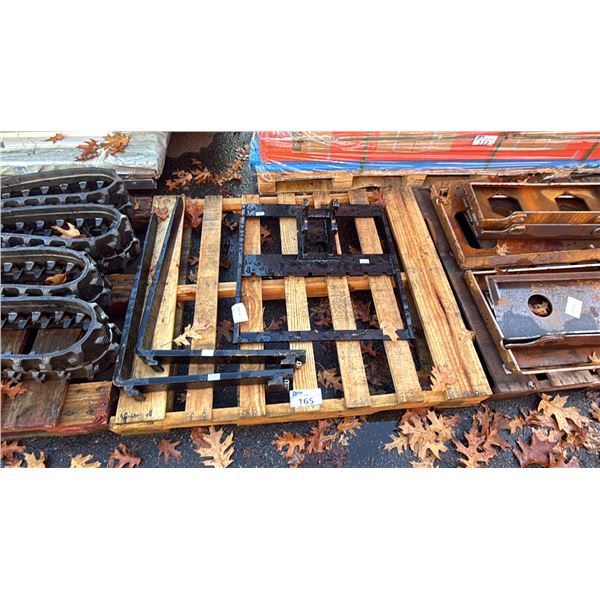 SET OF BLACK SKID STEER FORK ATTACHMENTS WITH CARRIAGE FRAME