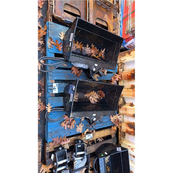PALLET OF 2 BLACK MINI EXCAVATOR BUCKET ATTACHMENTS