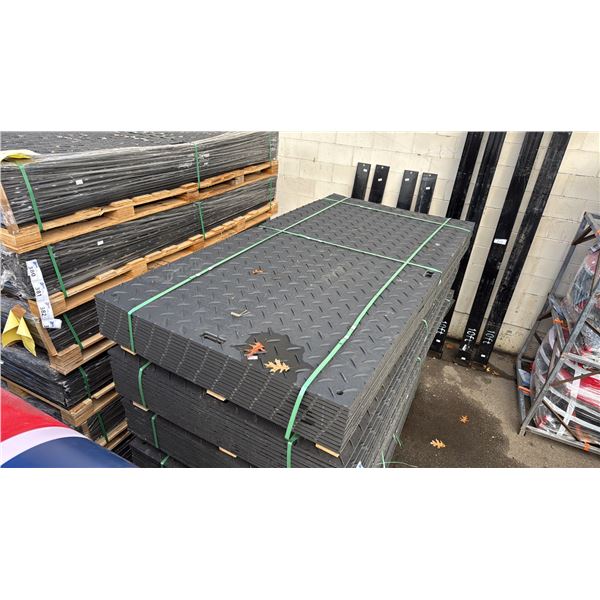 PALLET OF 12 HEAVY DUTY INDUSTRIAL 47" X 95" PLASTIC CONSTRUCTION SITE ROADBED PROTECTION MATS