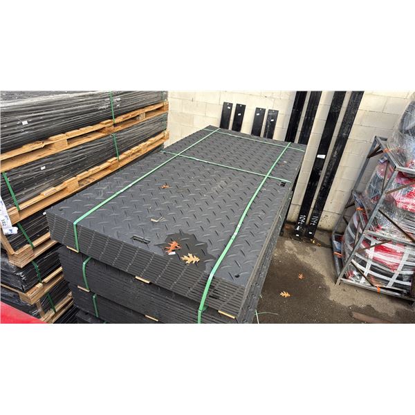 PALLET OF 12 HEAVY DUTY INDUSTRIAL 47" X 95" PLASTIC CONSTRUCTION SITE ROADBED PROTECTION MATS