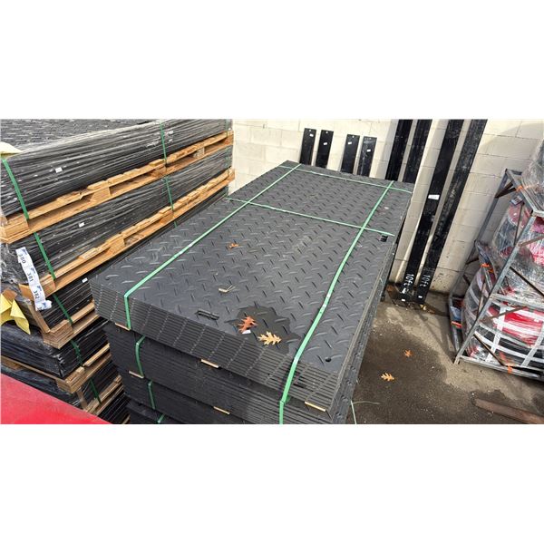 PALLET OF 12 HEAVY DUTY INDUSTRIAL 47" X 95" PLASTIC CONSTRUCTION SITE ROADBED PROTECTION MATS