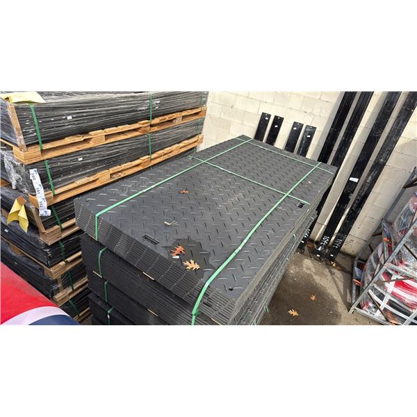 PALLET OF 12 HEAVY DUTY INDUSTRIAL 47" X 95" PLASTIC CONSTRUCTION SITE ROADBED PROTECTION MATS