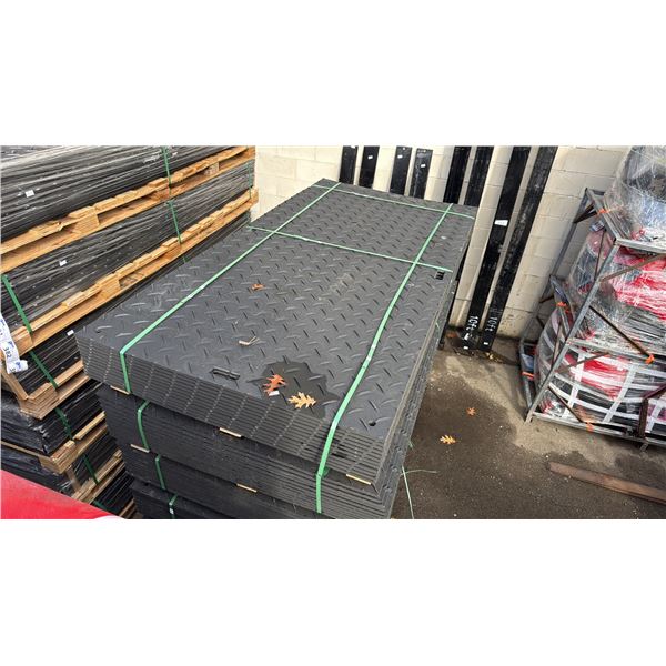 PALLET OF 12 HEAVY DUTY INDUSTRIAL 47" X 95" PLASTIC CONSTRUCTION SITE ROADBED PROTECTION MATS